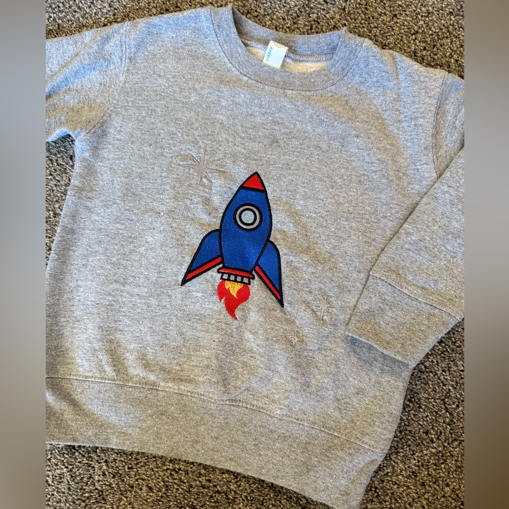 Toddler Embroidered Rocketship Crewneck Sweatshirt